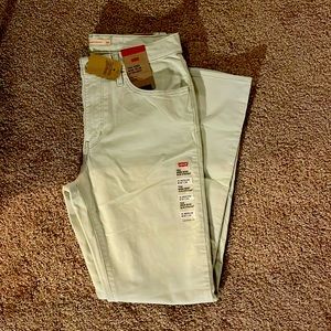 Mint green Levi corduroy straight leg jeans